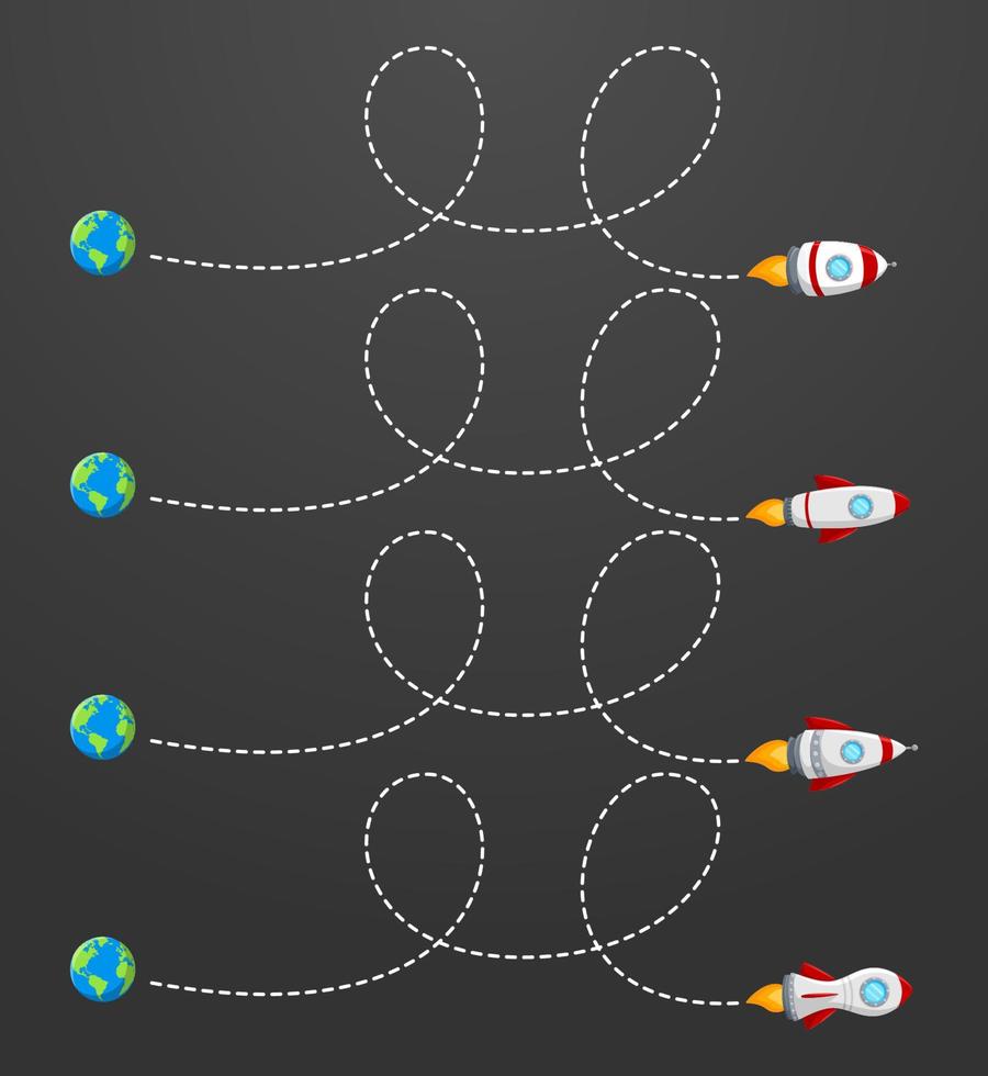 fliegende Rakete mit gepunkteter Linie vektor