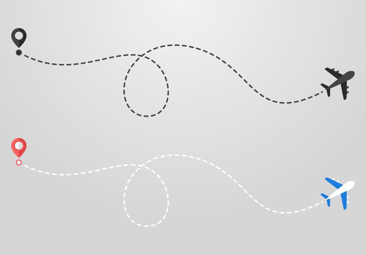 Flugzeug und Track-Symbol auf weißem Hintergrund vektor