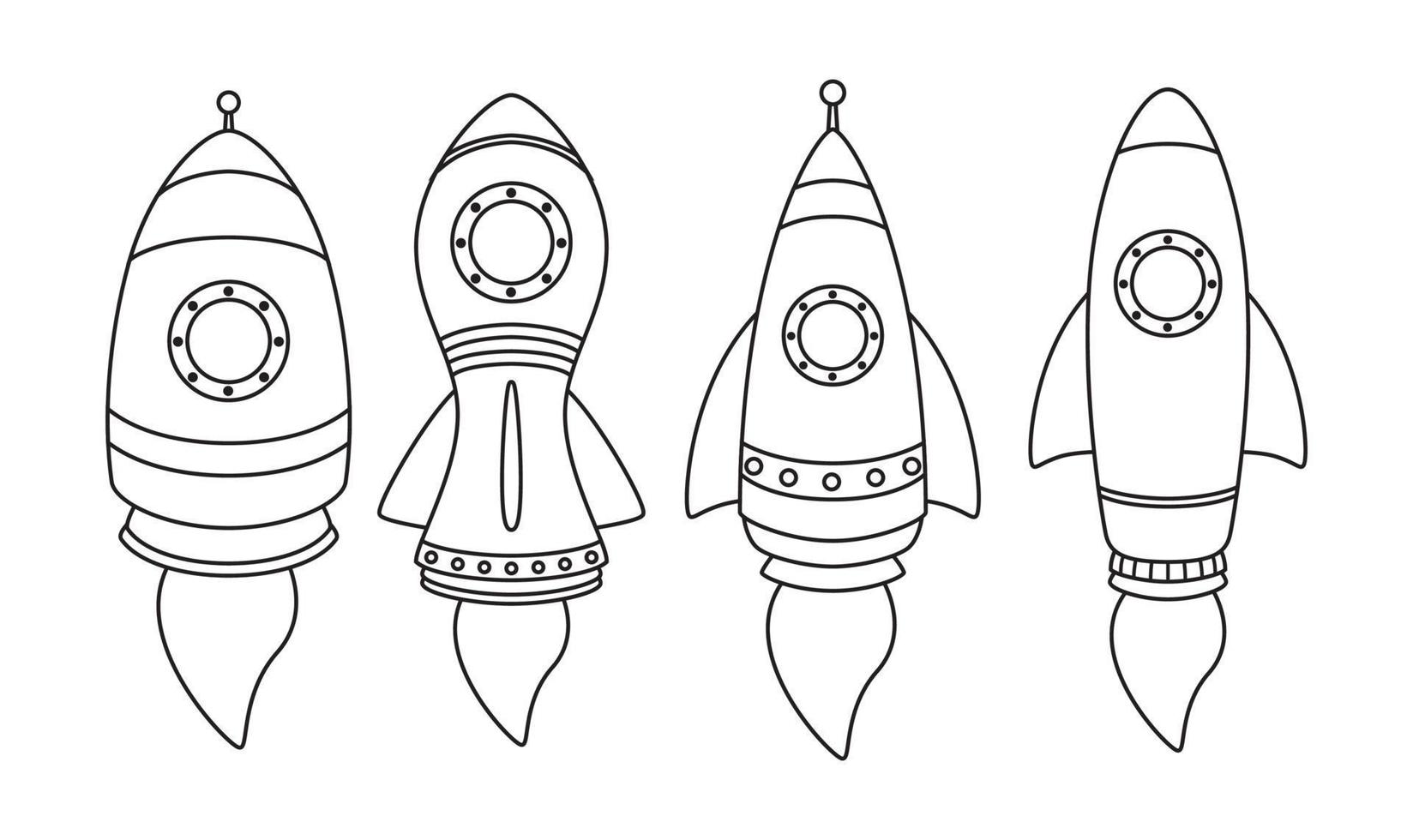 Raketen-Icon-Set isoliert auf weißem Hintergrund vektor