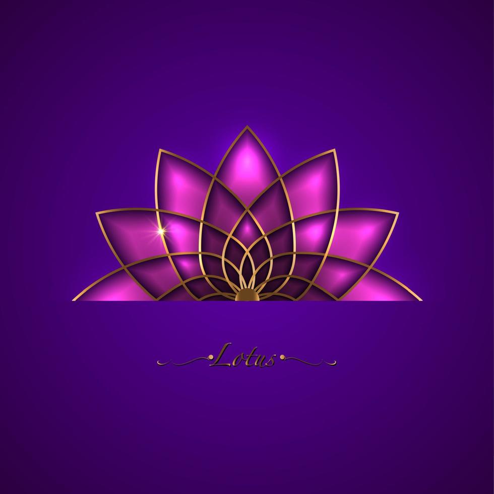 rosa lotus blomma, helig geometri mandala, gyllene lyx prydnad, guld linje konst blommig logotyp. blomma blomma symboler av yoga, spa, skönhet salong, kosmetika, koppla av, varumärke stil. vektor isolerat