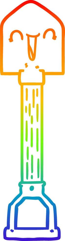 Regenbogen-Gradientenlinie Zeichnung Cartoon-Schaufel vektor