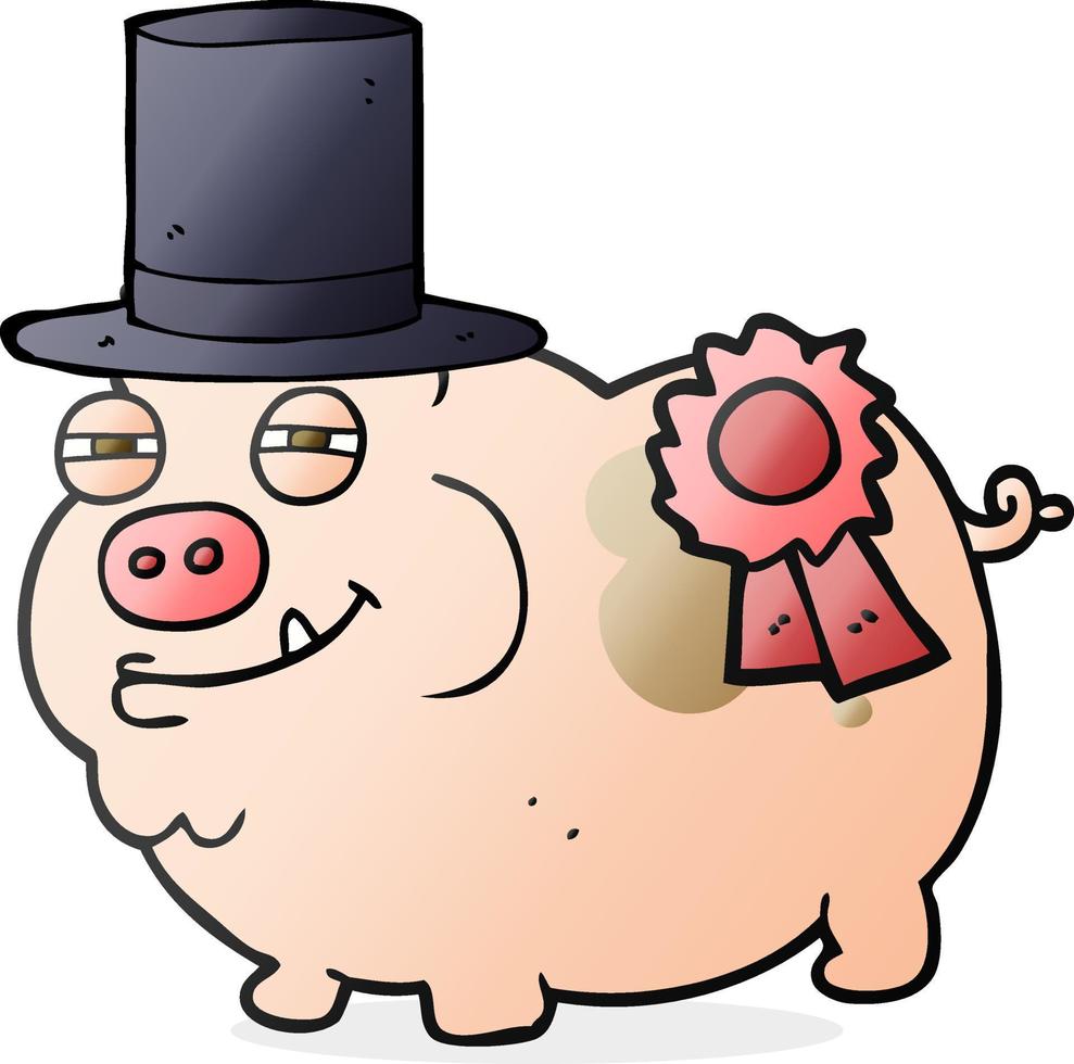 Freihändig gezeichnetes Cartoon-preisgekröntes Schwein vektor