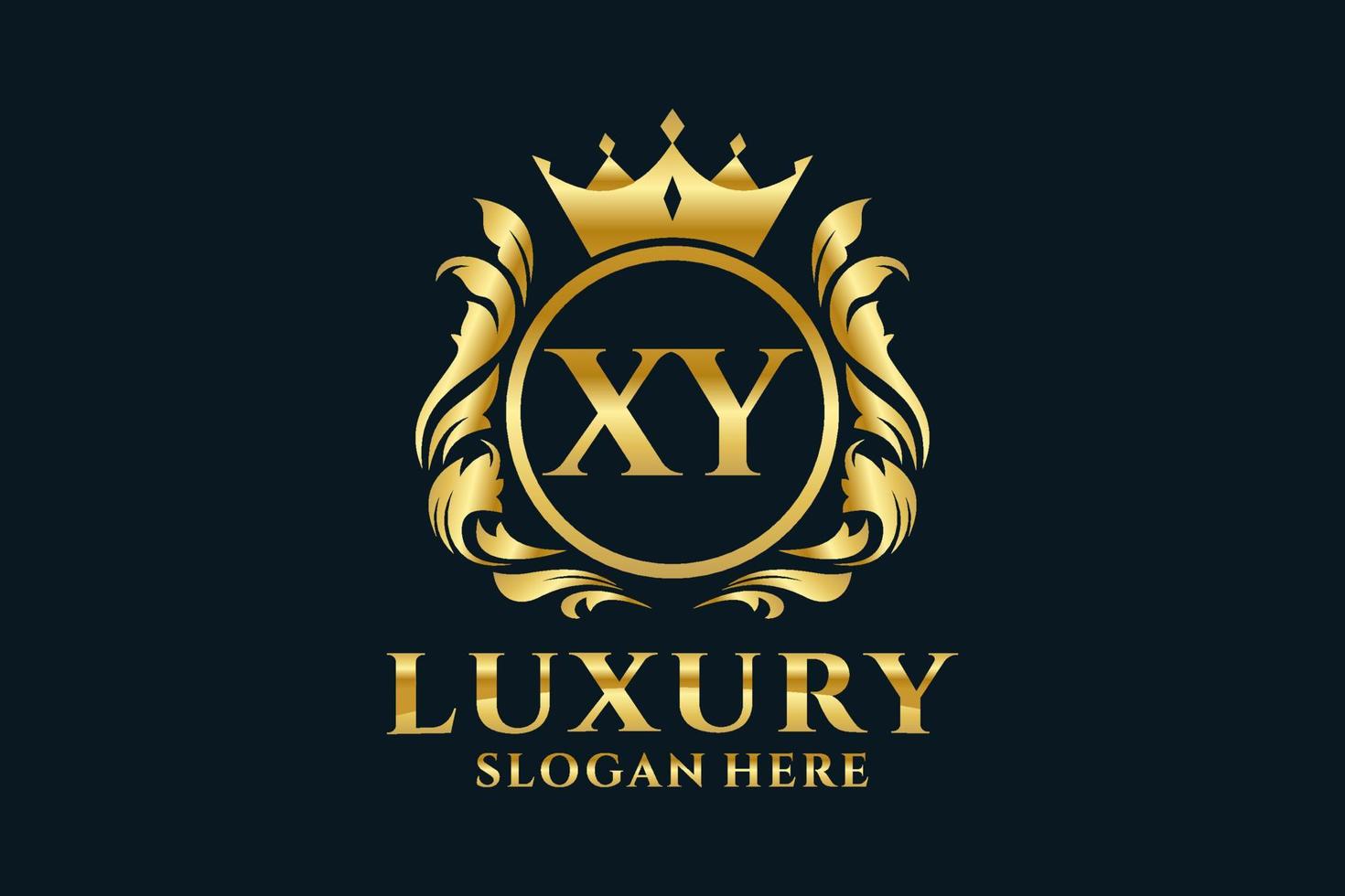 Royal Luxury Logo-Vorlage mit anfänglichem xy-Buchstaben in Vektorgrafiken für luxuriöse Branding-Projekte und andere Vektorillustrationen. vektor