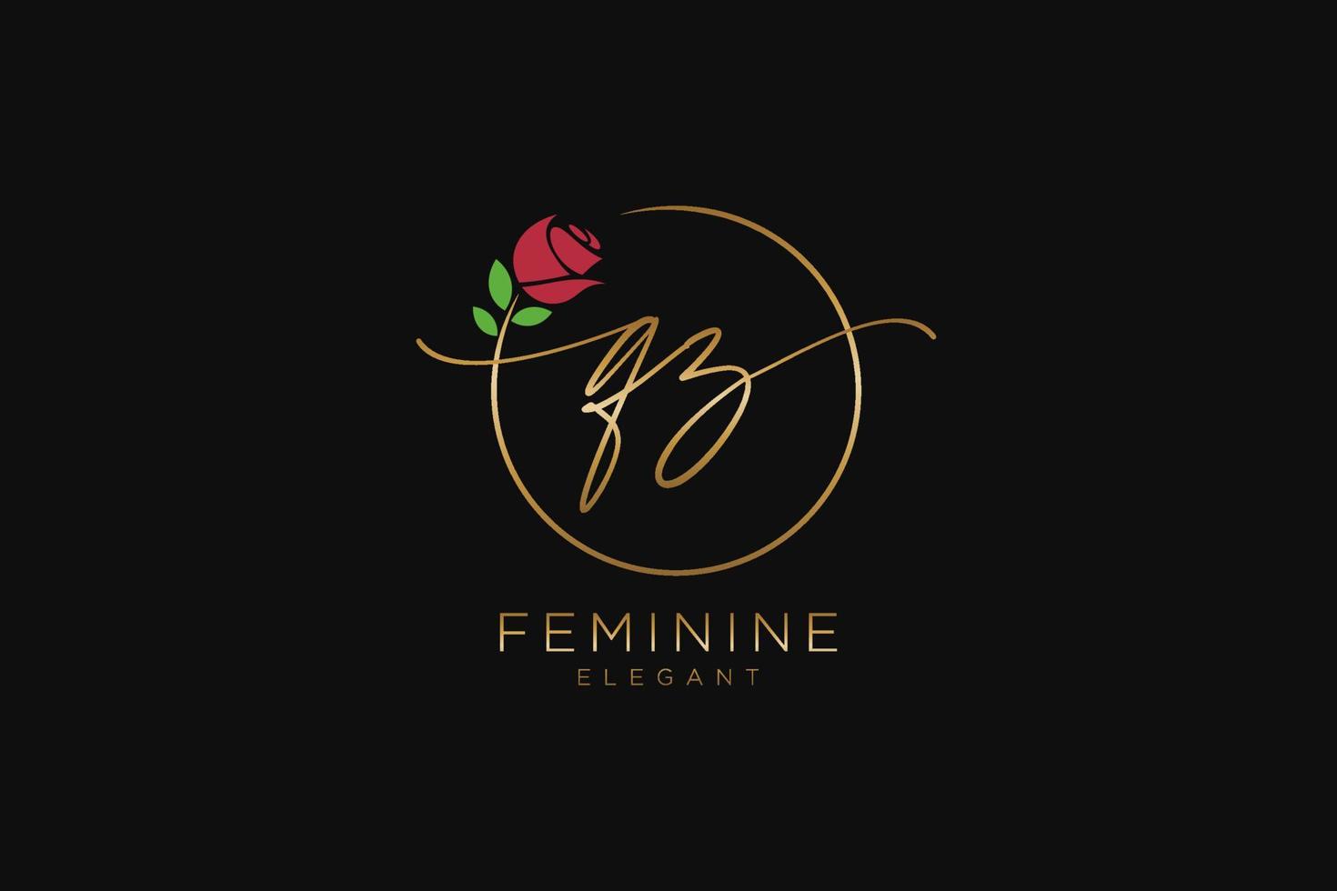 första qz feminin logotyp skönhet monogram och elegant logotyp design, handstil logotyp av första signatur, bröllop, mode, blommig och botanisk med kreativ mall. vektor