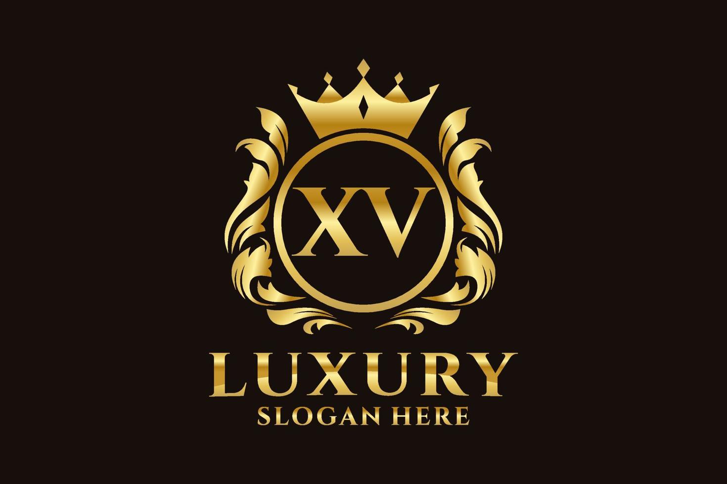 Royal Luxury Logo-Vorlage mit anfänglichem xv-Buchstaben in Vektorgrafiken für luxuriöse Branding-Projekte und andere Vektorillustrationen. vektor