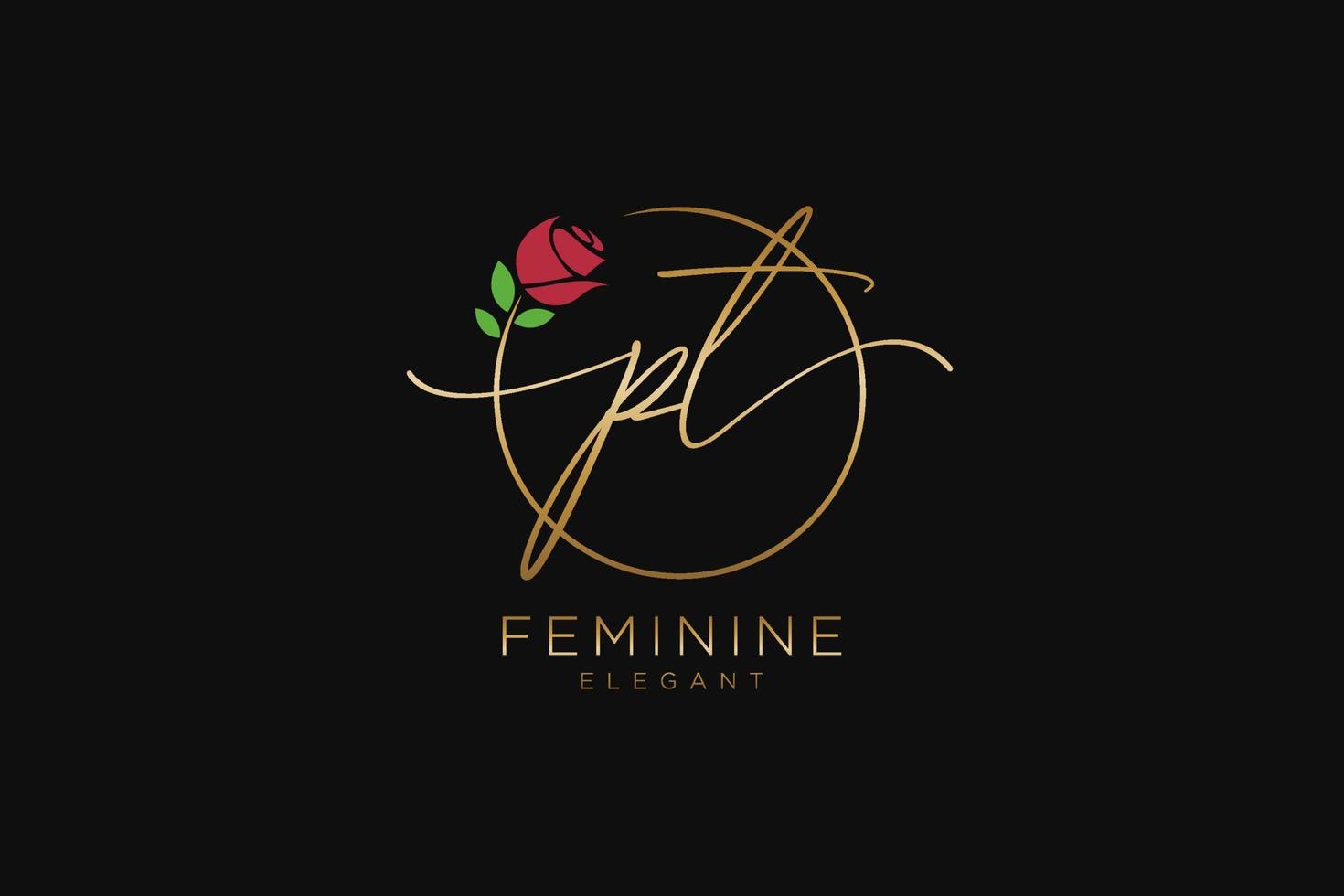 initiales pt feminines logo schönheitsmonogramm und elegantes logodesign, handschriftlogo der ersten unterschrift, hochzeit, mode, blumen und botanik mit kreativer vorlage. vektor