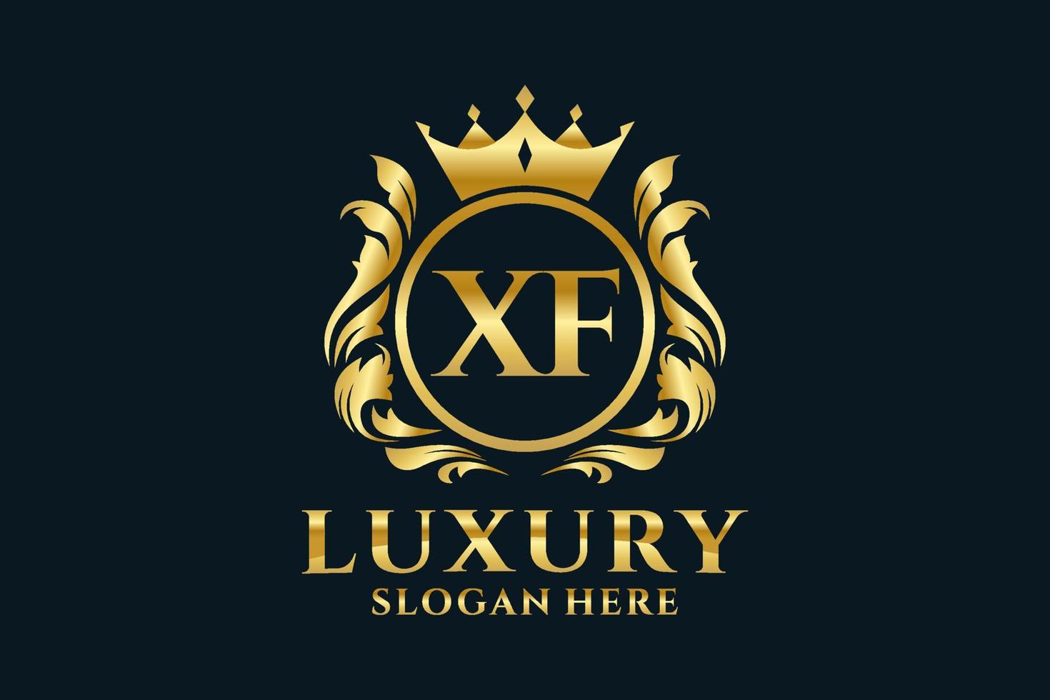 Royal Luxury Logo-Vorlage mit anfänglichem xf-Buchstaben in Vektorgrafiken für luxuriöse Branding-Projekte und andere Vektorillustrationen. vektor