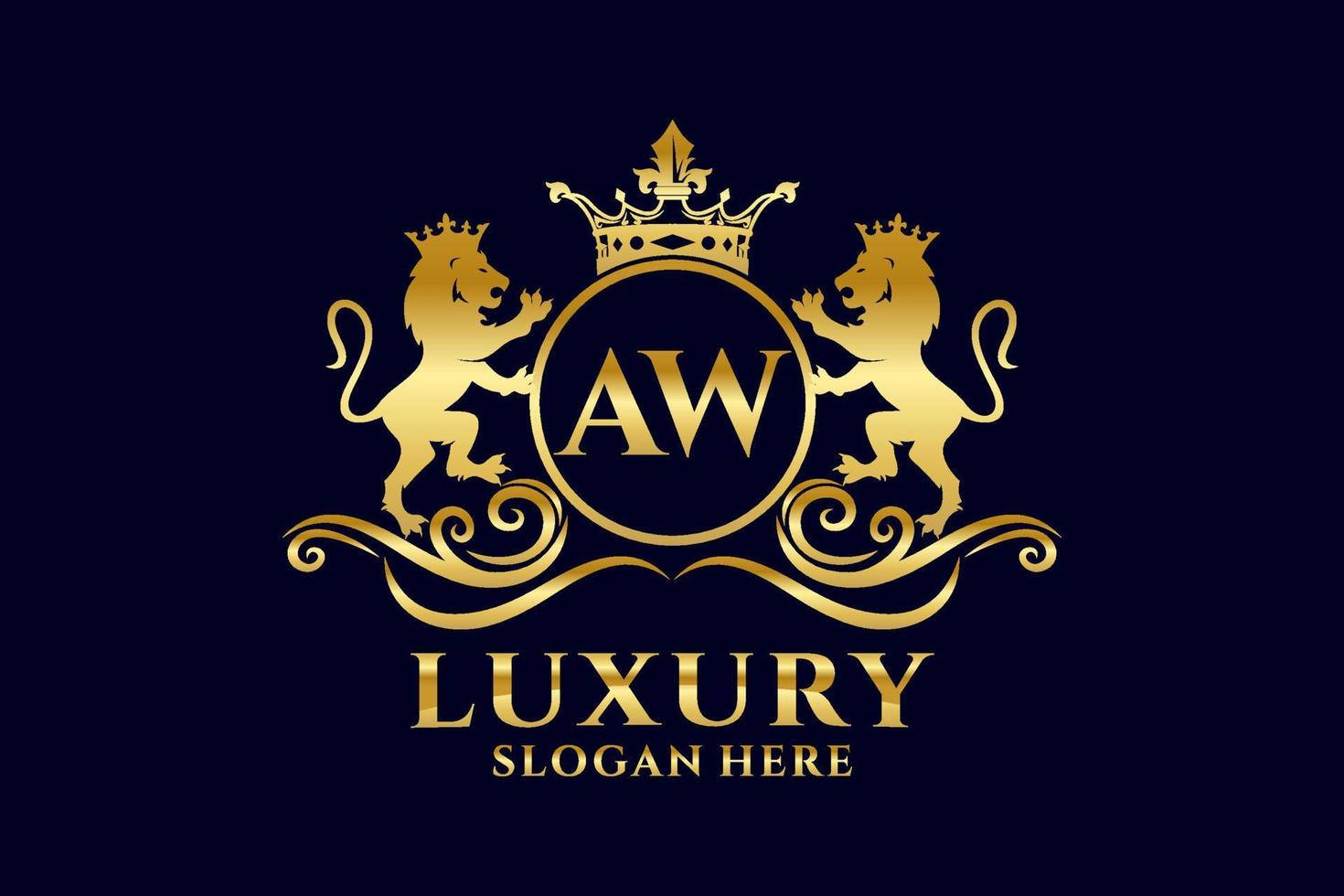Initial aw Letter Lion Royal Luxury Logo Vorlage in Vektorgrafiken für luxuriöse Branding-Projekte und andere Vektorillustrationen. vektor