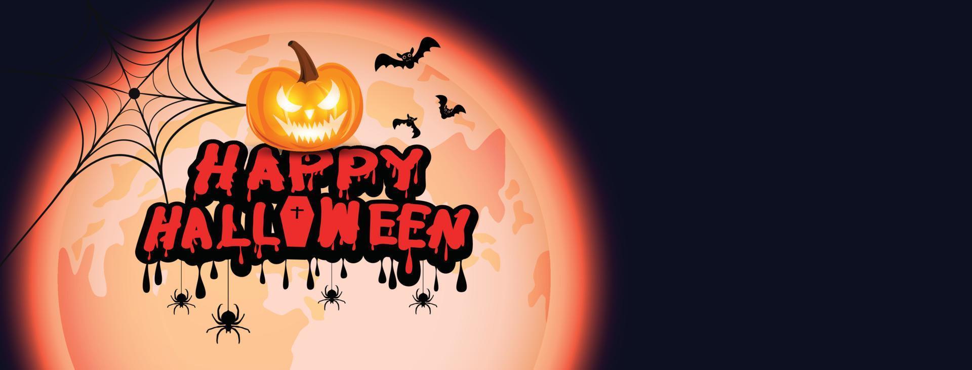 fröhliches halloween, zombiehände und fledermäuse, feiertagsbeschriftung für banner, vektorillustration. vektor