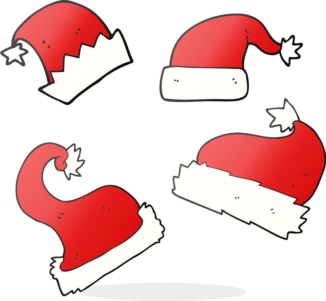 Freihändig gezeichnete Cartoon-Weihnachtsmützen vektor