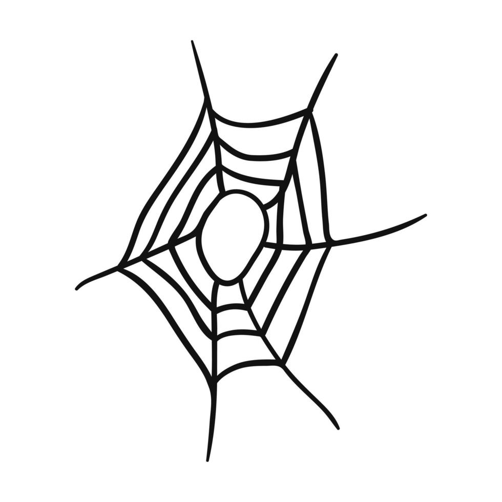 spindelns webb vektor illustration. hand dragen klotter spindelns webb. halloween dekor, klistermärke, hälsning kort, textil.