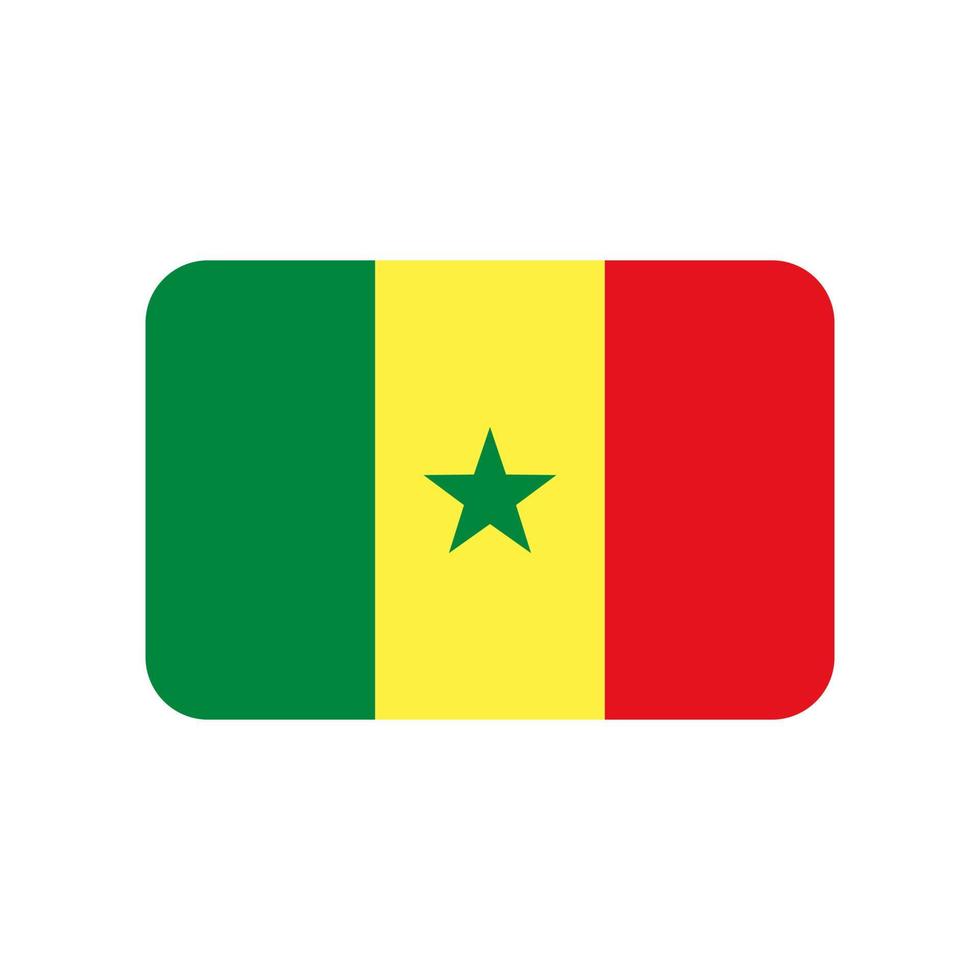 Senegal-Vektorflagge mit abgerundeten Ecken isoliert auf weißem Hintergrund vektor