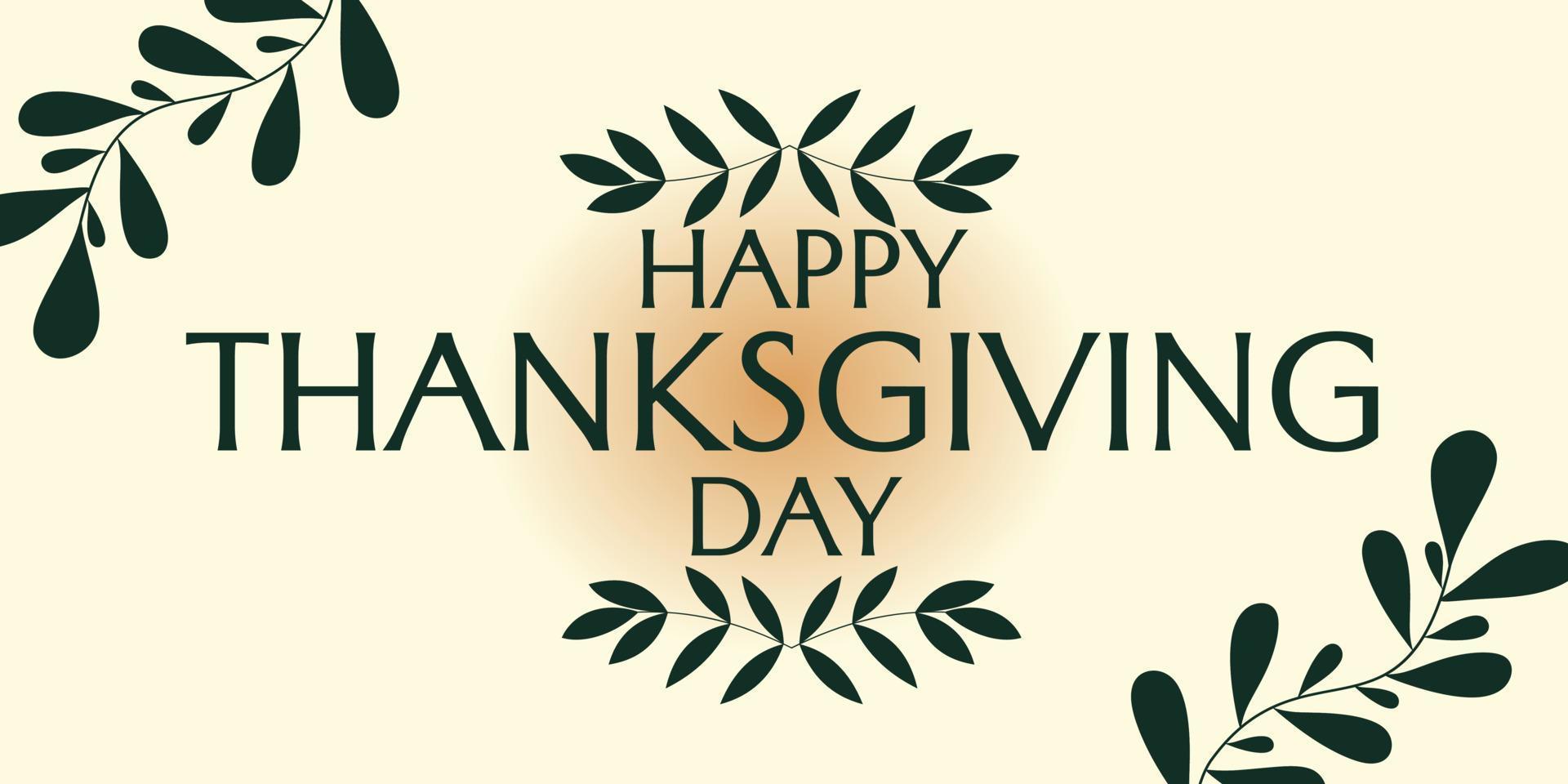 Lycklig tacksägelse dag med höst löv. hand dragen text text för tacksägelse dag. design för skriva ut hälsningar kort, baner, affisch. vektor