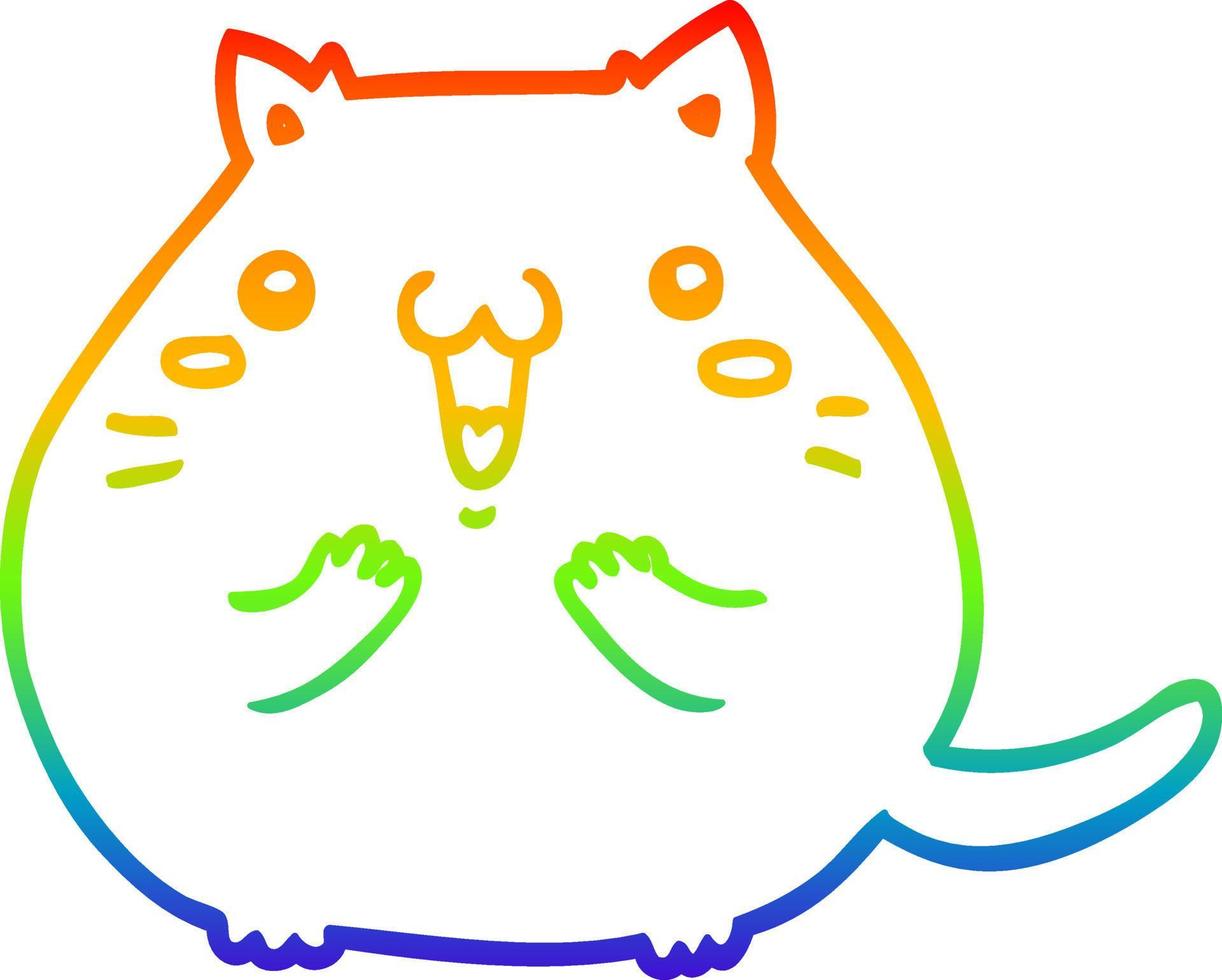 Regenbogen-Gradientenlinie, die glückliche Cartoon-Katze zeichnet vektor