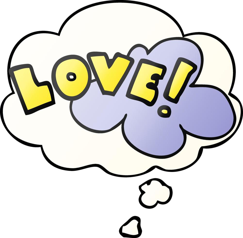 tecknad serie ord kärlek och trodde bubbla i slät lutning stil vektor