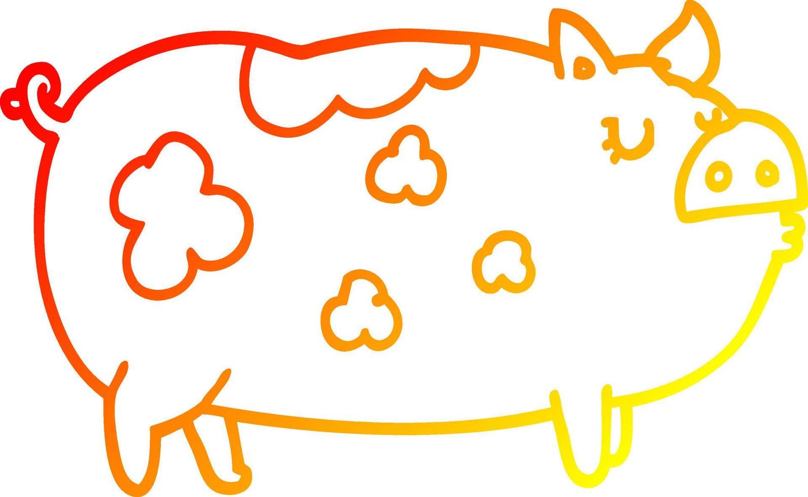 warme Gradientenlinie Zeichnung Cartoon-Schwein vektor