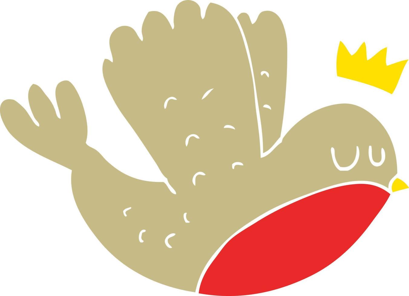 platt Färg illustration av flygande jul robin med krona vektor