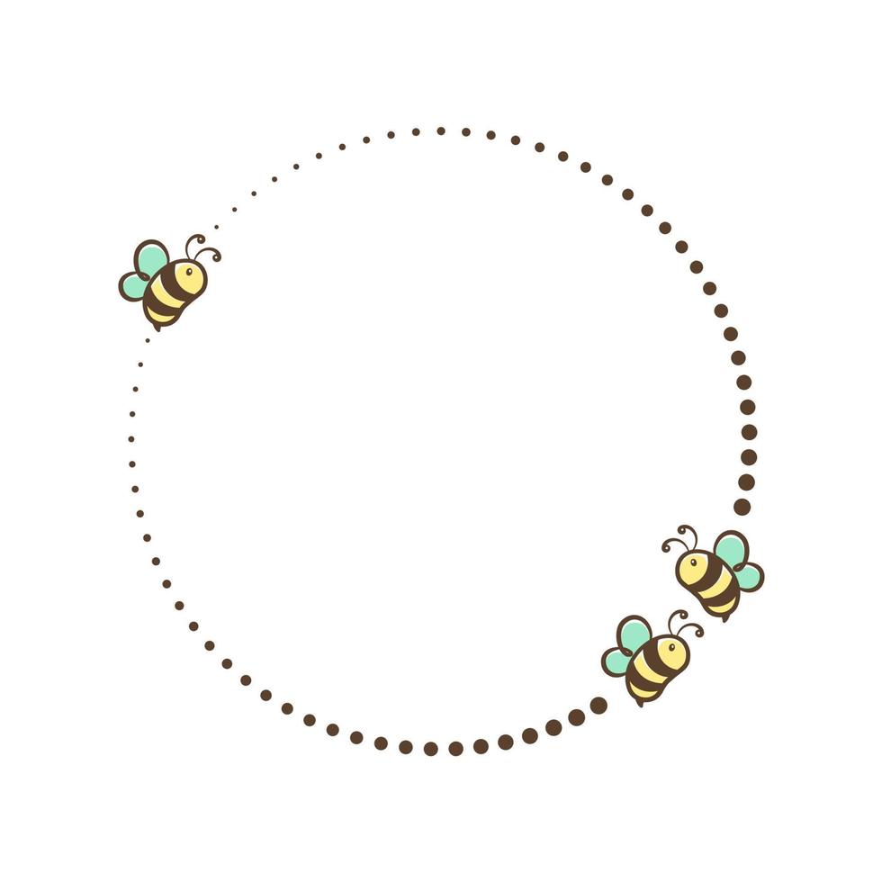 fliegender Honigbienen-Kreis-Rahmen-Vektor-Clipart-Design vektor