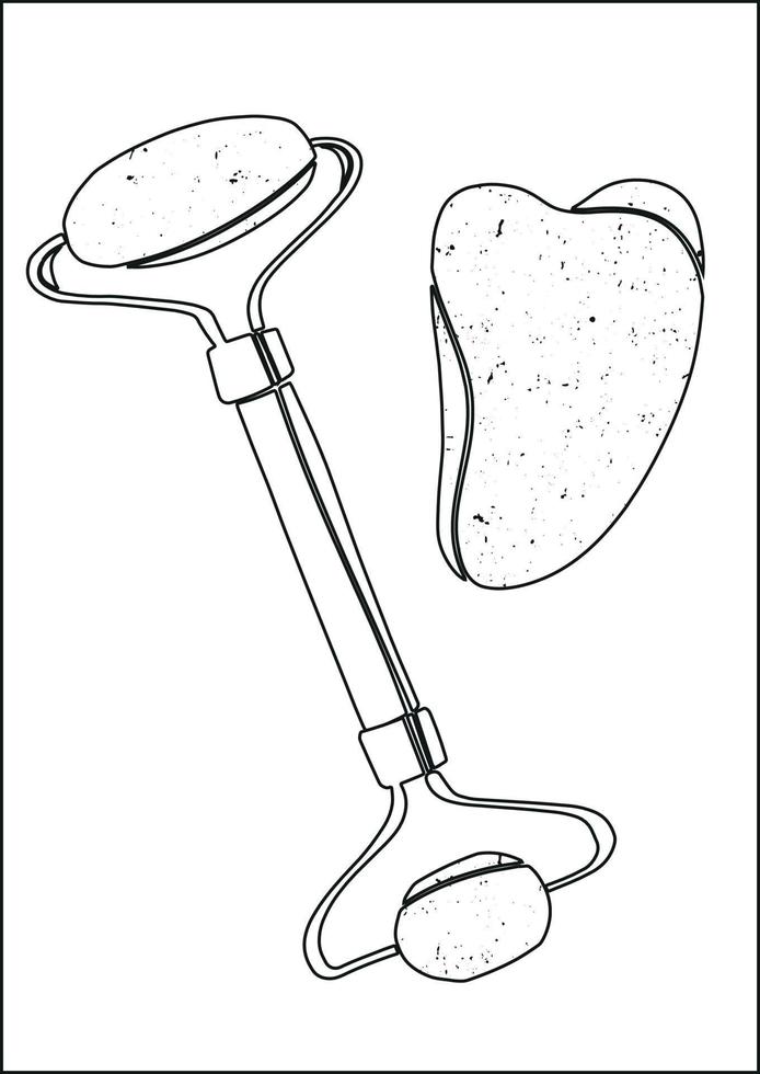 vektor illustration av massage vält och gouache skrapa för ansiktsbehandling massage. skön illustration i en linjär stil.