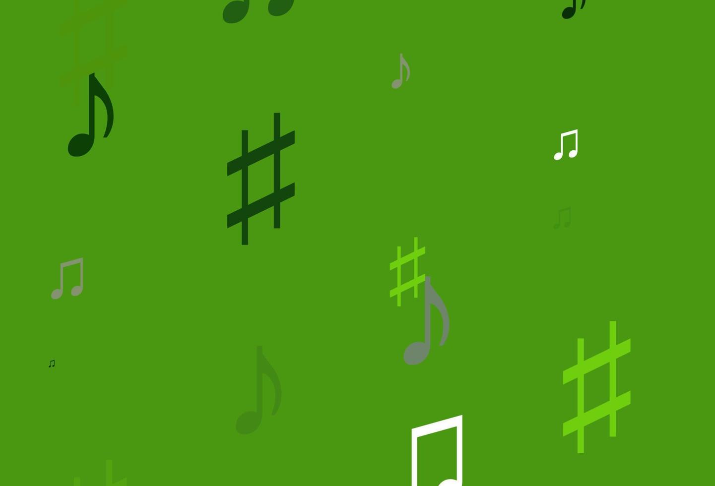 ljusgrön vektor mall med musikaliska symboler.