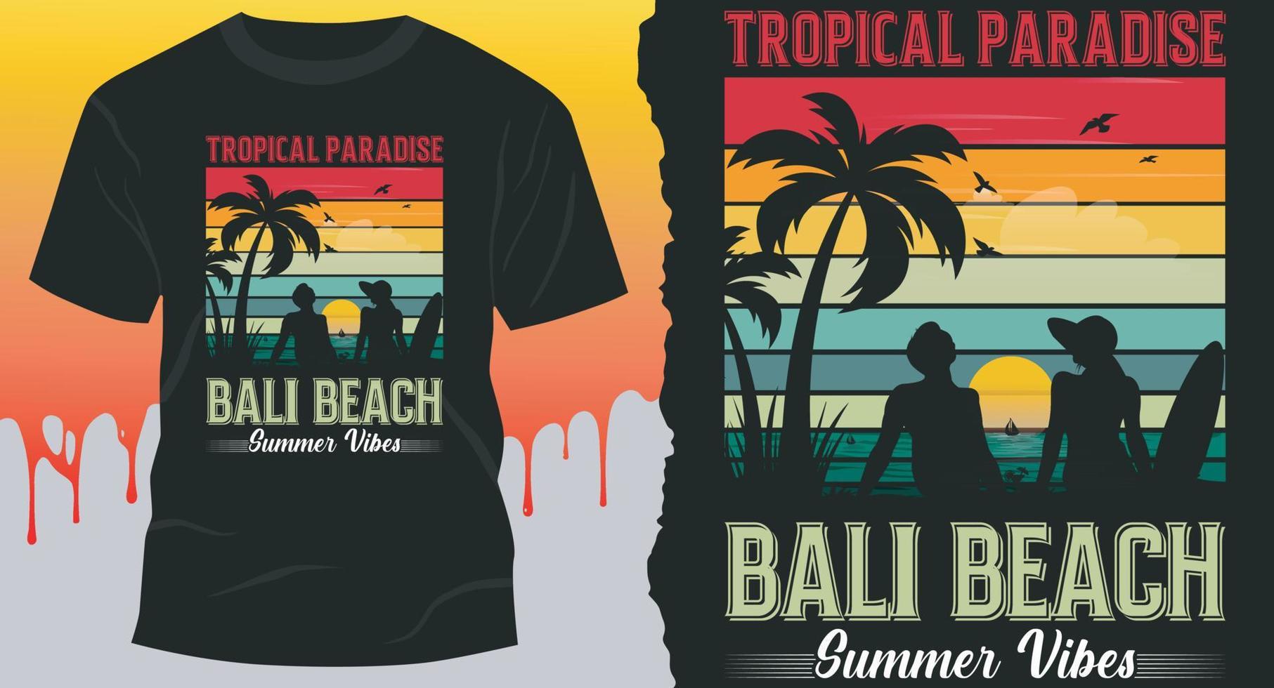 tropisk paradis bali strand sommar vibrafon. sommar Citat t-shirt design vektor