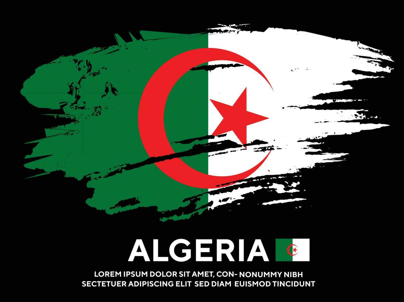neuer Grunge-Textur-Algerien-Flaggen-Designvektor vektor