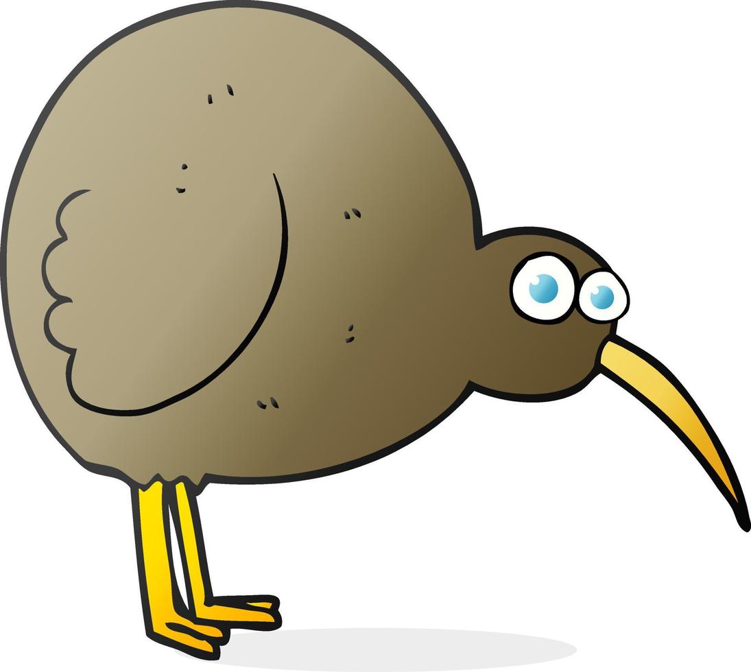 Freihändig gezeichneter Cartoon-Kiwi-Vogel vektor