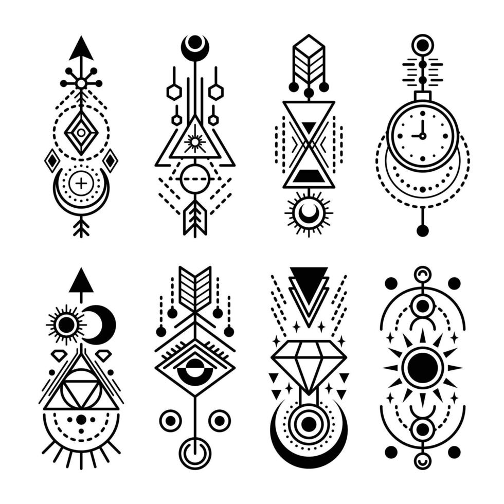 minimalistische tattoo abstrakte geometrische sammlung vektor