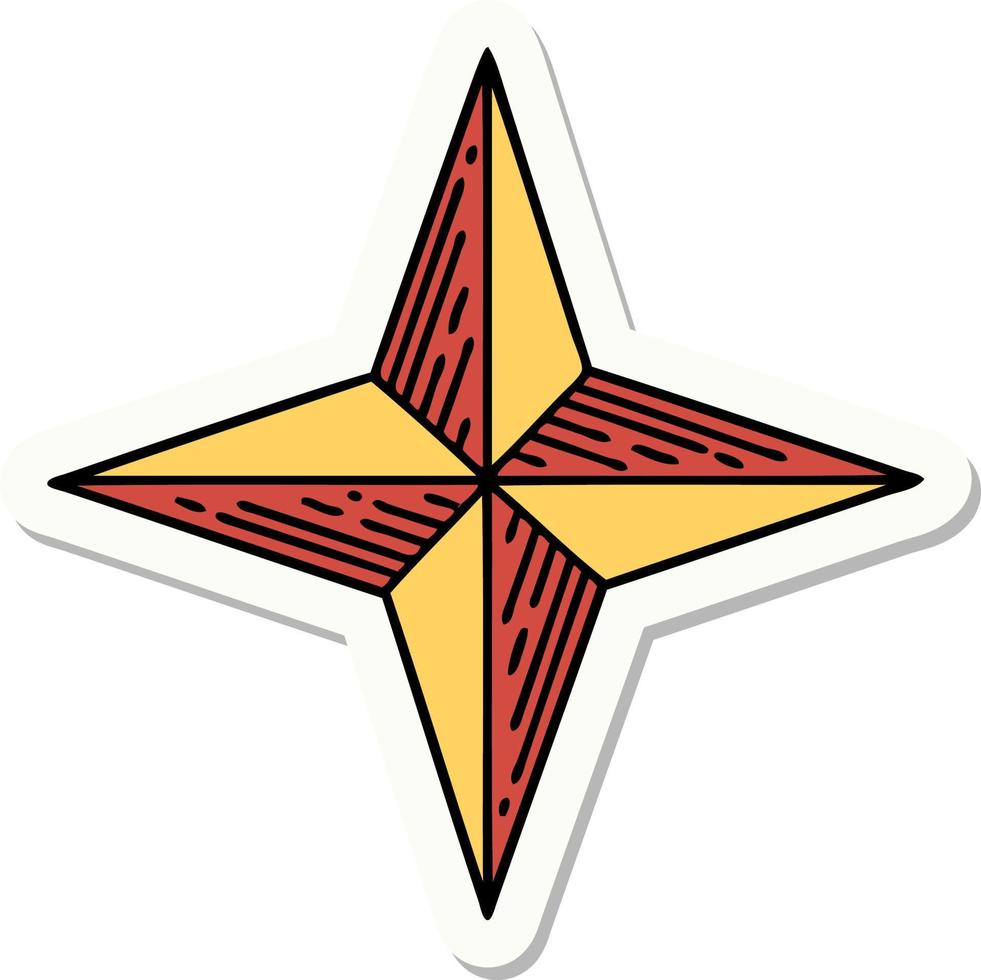 klistermärke av tatuering i traditionell stil av en stjärna vektor