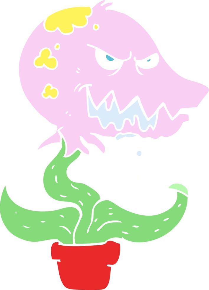 platt Färg illustration av monster växt vektor