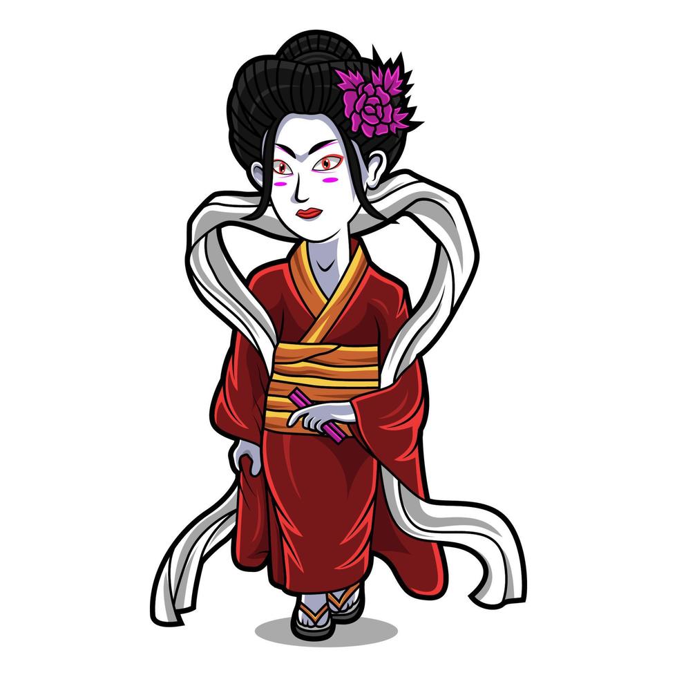 Geisha-Chibi-Maskottchen-Logo-Design vektor