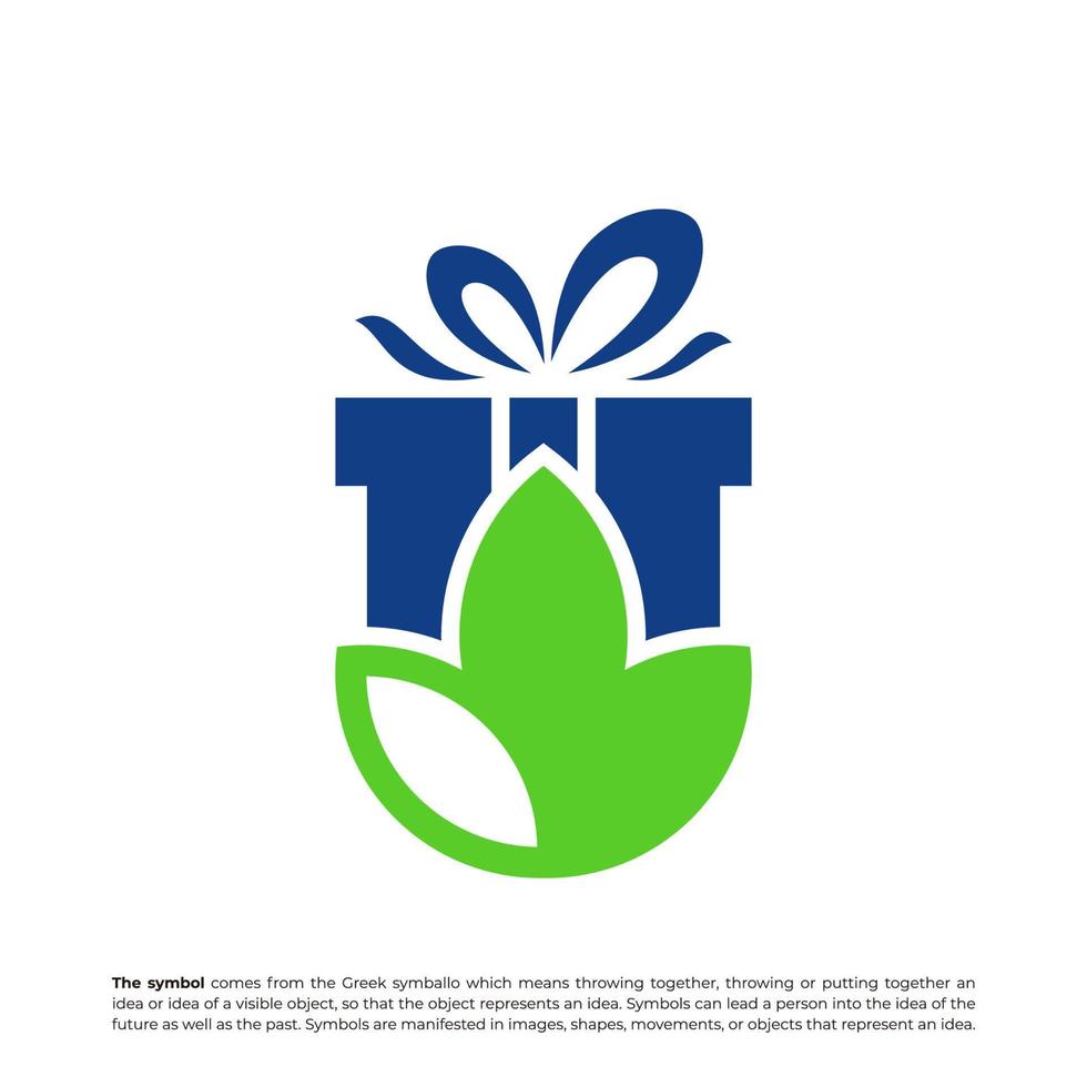Design-Vorlage für das Naturgeschenk-Logo. Geschenk-Blatt-Logo-Konzept-Vektor. kreatives Symbolsymbol vektor