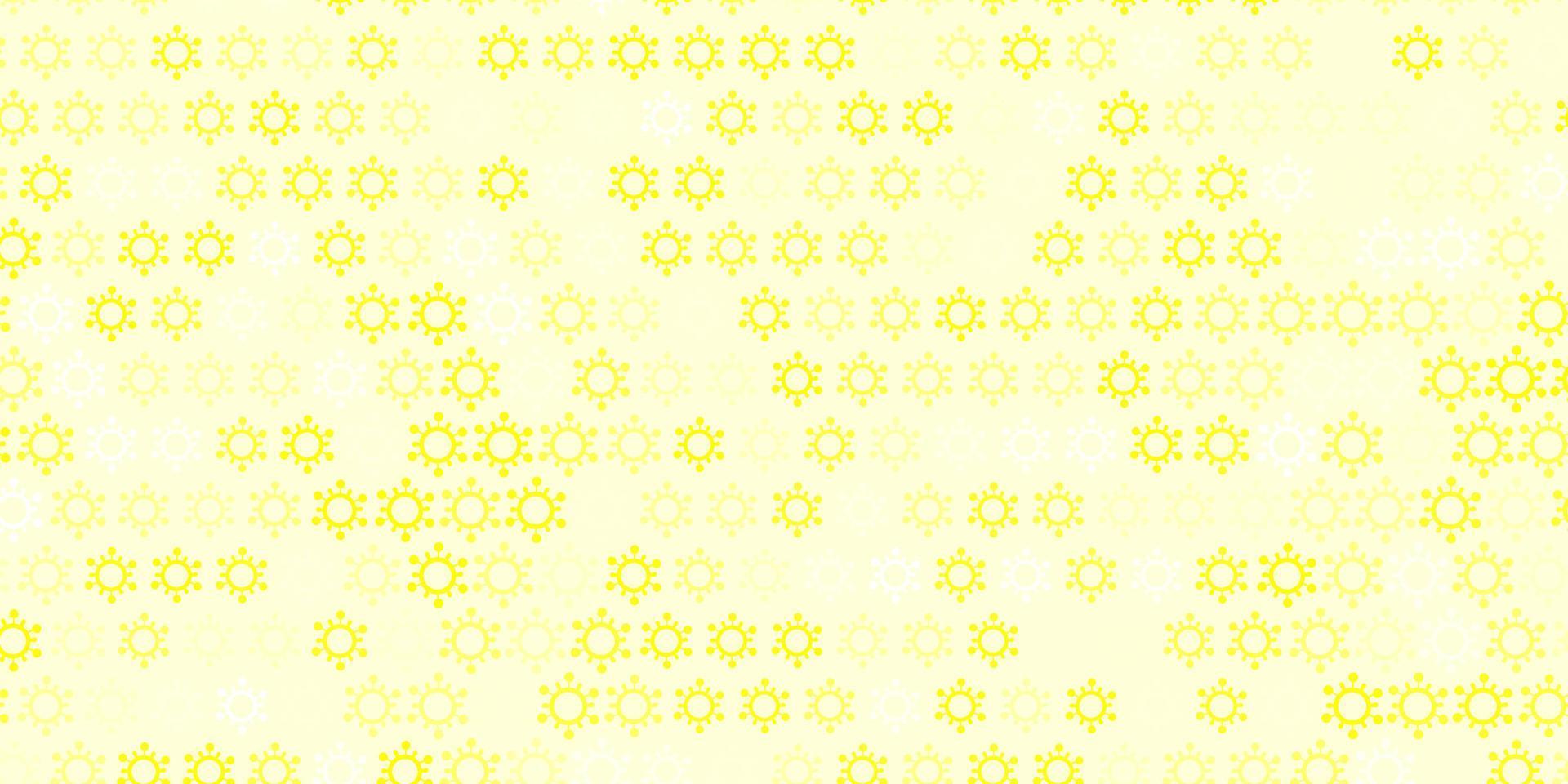 ljus gul vektor bakgrund med covid-19 symboler.