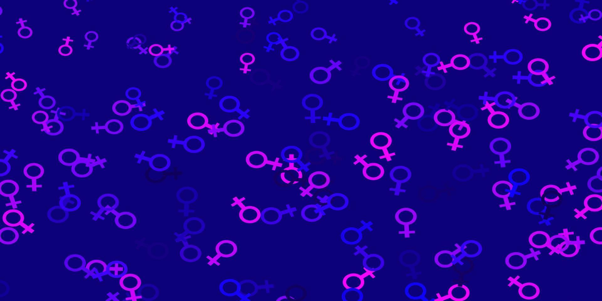 ljuslila, rosa vektorbakgrund med kvinnasymboler. vektor