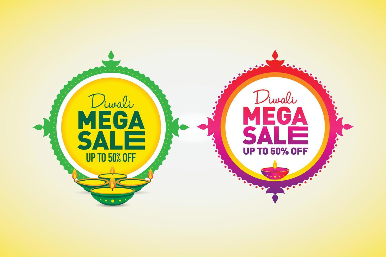 diwali mega sale rabattangebot logo einheit mit gelbem hintergrund, zeichen, symbol, modernes logo vektor