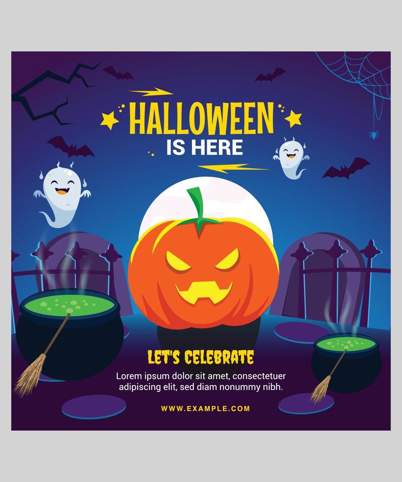 Halloween-Party-Einladungskarten-Flyer, fröhliche Halloween-Einladungsbanner-Vektorvorlage vektor