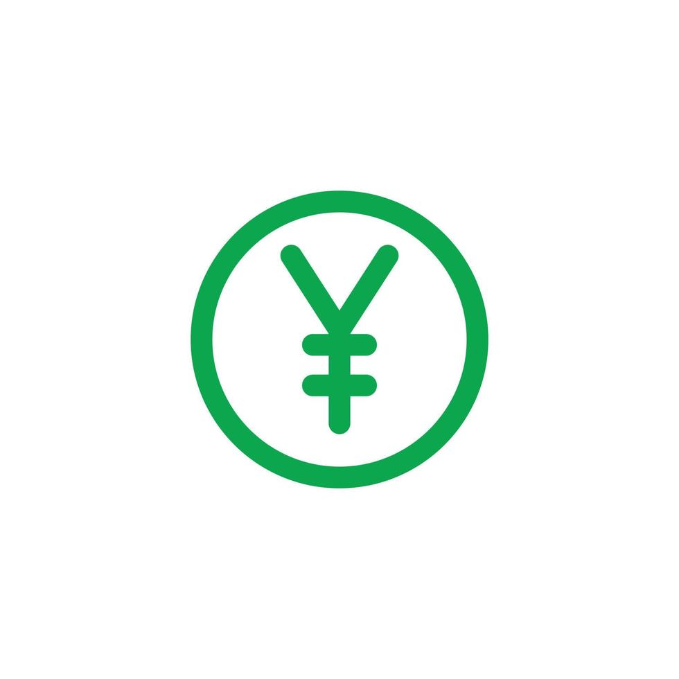 eps10 grüner Vektor japanische Yen-Münzensymbol isoliert auf weißem Hintergrund. Yuan-Münze mit einem Kreissymbol in einem einfachen, flachen, trendigen, modernen Stil für Ihr Website-Design, Logo und mobile Anwendung