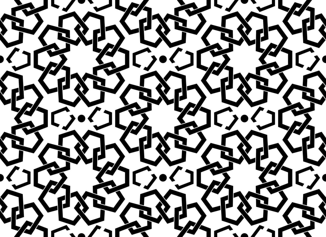 sömlös islamic mönster, svart modern persisk motiv. ramadan baner arabicum stil, runda mönster element. geometrisk överlappande prydnad muslim symbol, vektor isolerat på vit bakgrund