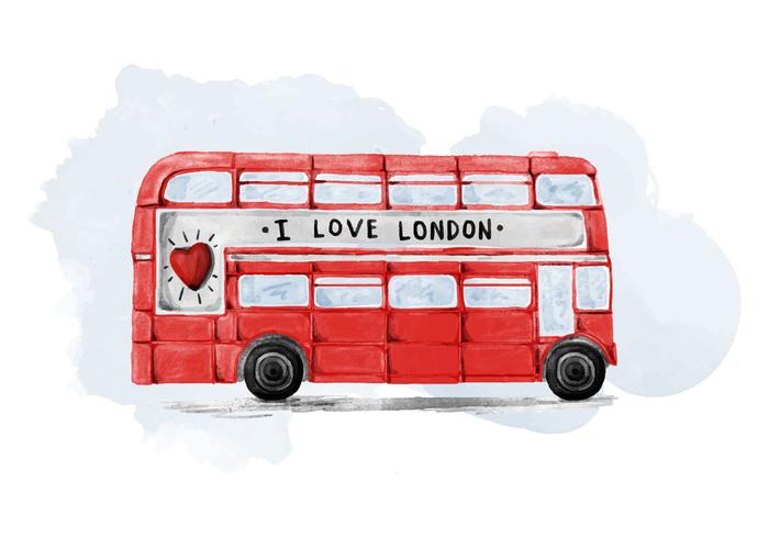 Gratis London Bus Akvarell Vector