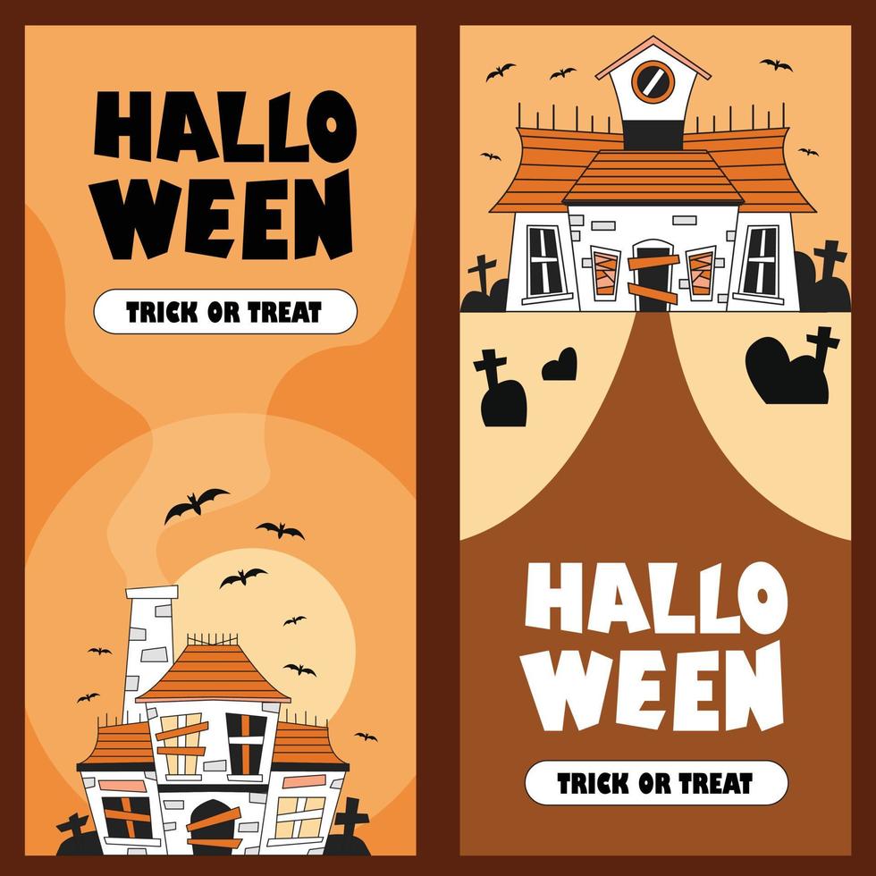 Halloween-Banner mit Spukhaus-Illustrationsvektor vektor