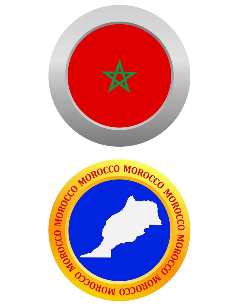 knapp som en symbol marocko flagga och Karta på en vit bakgrund vektor