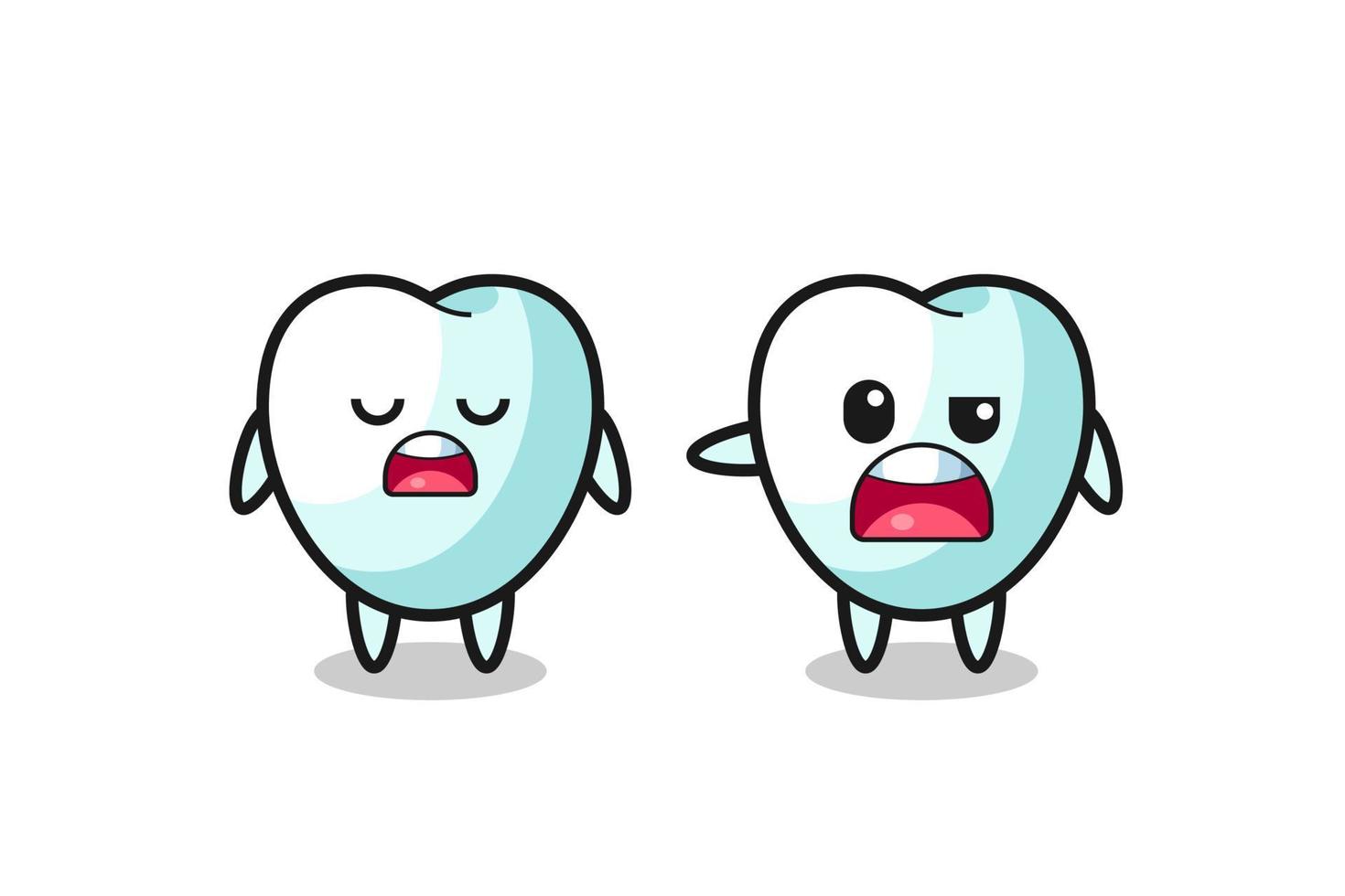 Illustration des Streits zwischen zwei niedlichen Zahnfiguren vektor