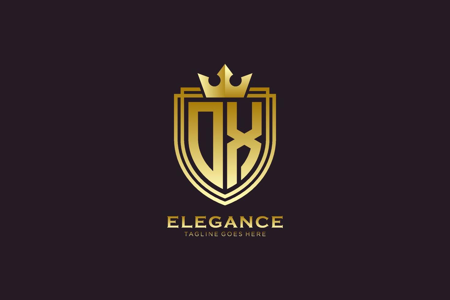 anfänglicher Ochse elegantes Luxus-Monogramm-Logo oder Abzeichen-Vorlage mit Schriftrollen und königlicher Krone - perfekt für luxuriöse Branding-Projekte vektor