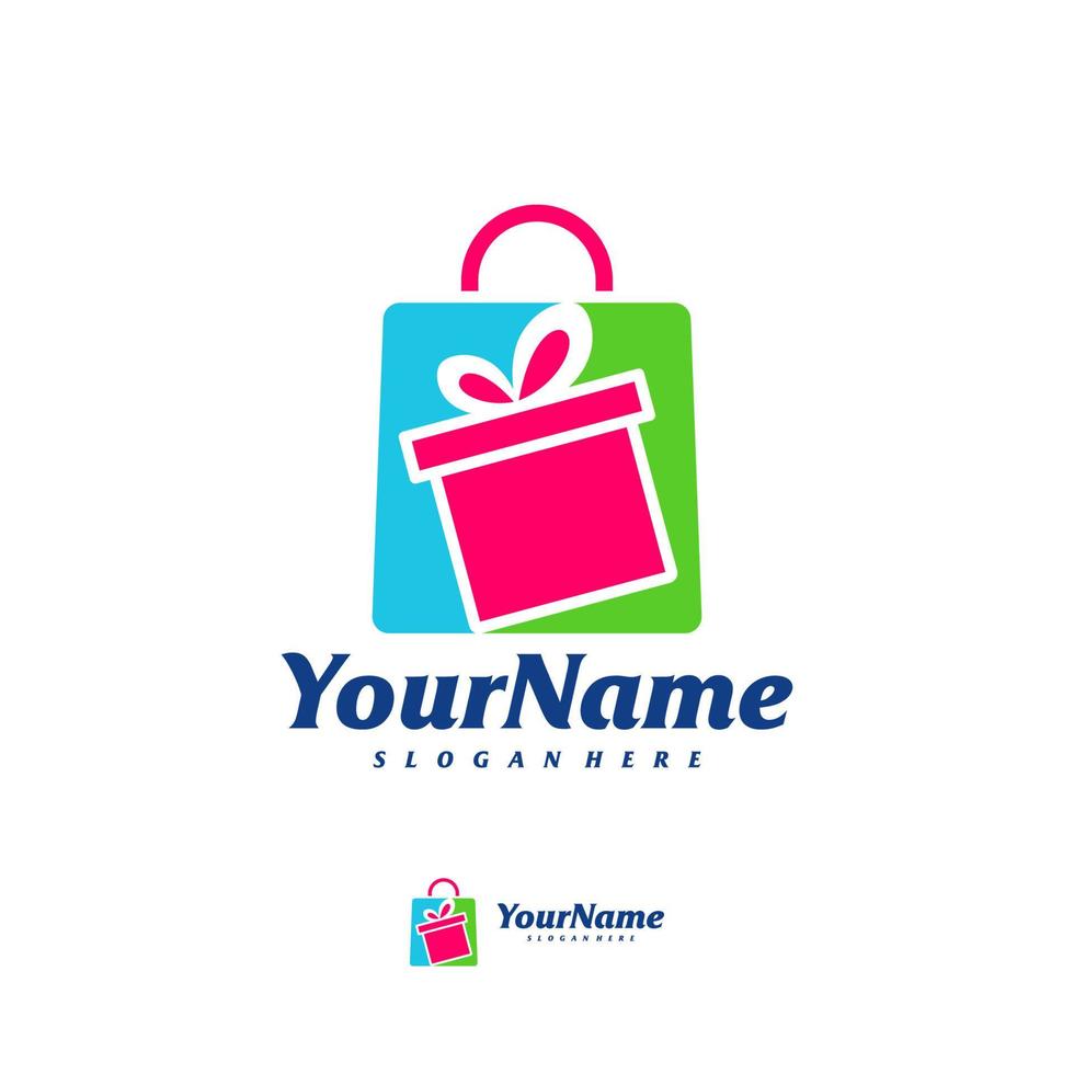Designvorlage für das Logo des Geschenkeladens. Shop-Geschenk-Logo-Konzept-Vektor. kreatives Symbolsymbol vektor