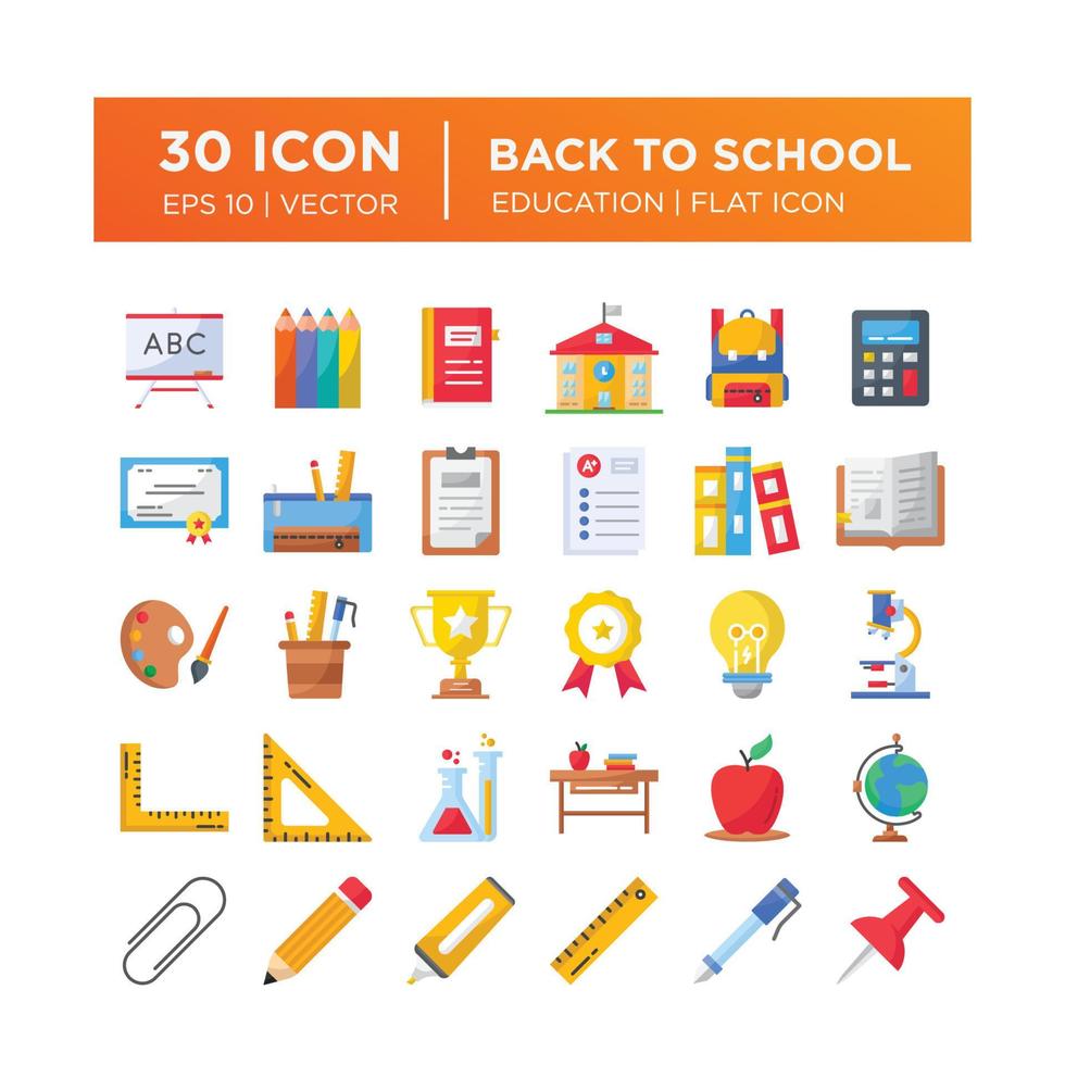 uppsättning av platt ikoner handla om tillbaka till skola. innehåller sådan ikoner som utbildning, Framgång, akademisk ämnen och Mer. redigerbar vektor
