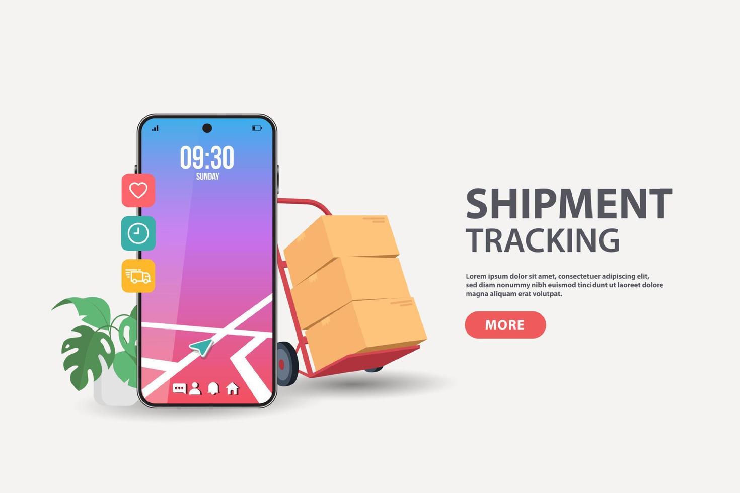mobil smart telefon med app leverans spårning. vektor modern platt kreativ info grafik design på Ansökan. 3d vektor illustrationer.
