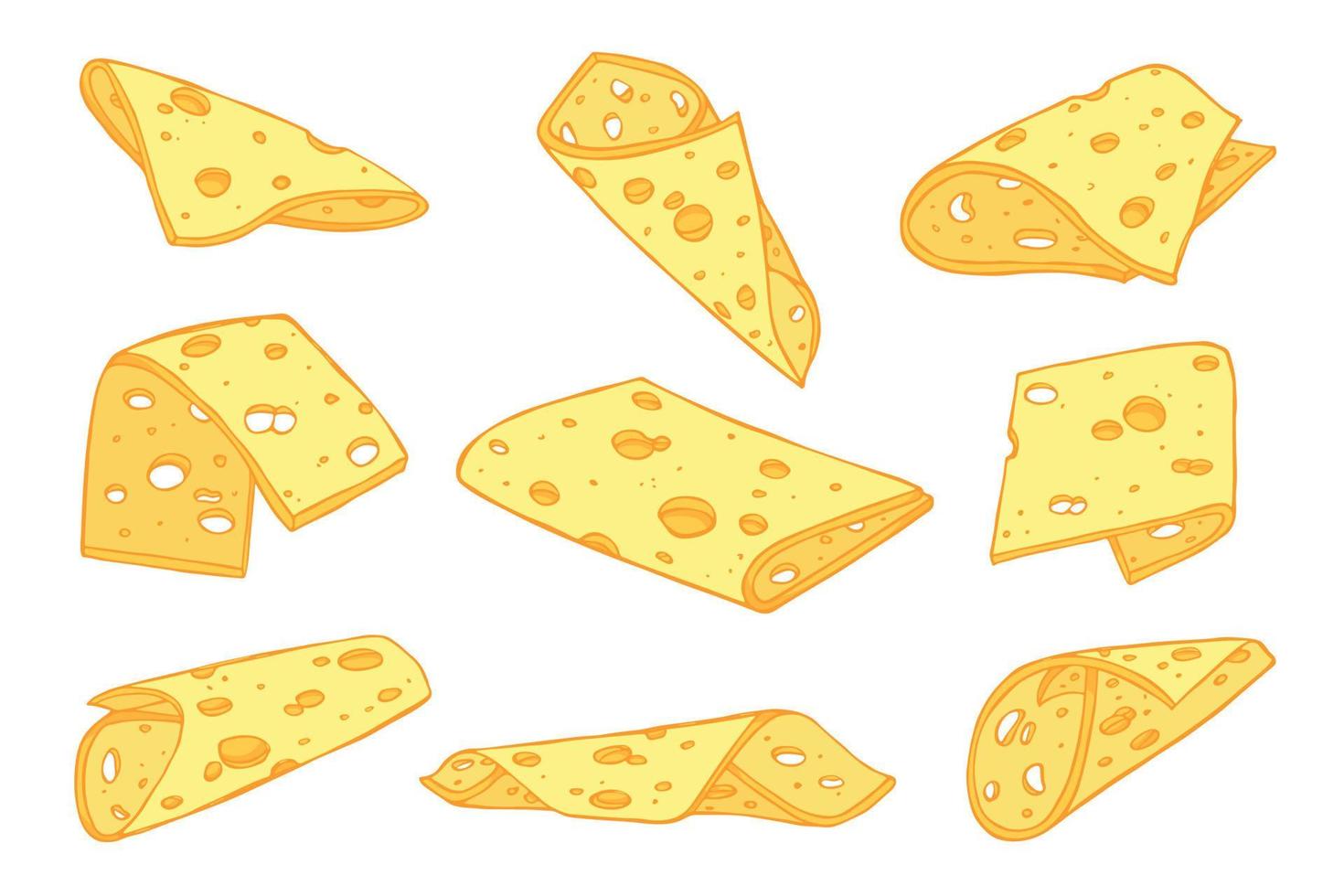 handgezeichneter satz von käseteilen und scheiben. Käse-Symbol. Vektor-Käse-Cliparts vektor