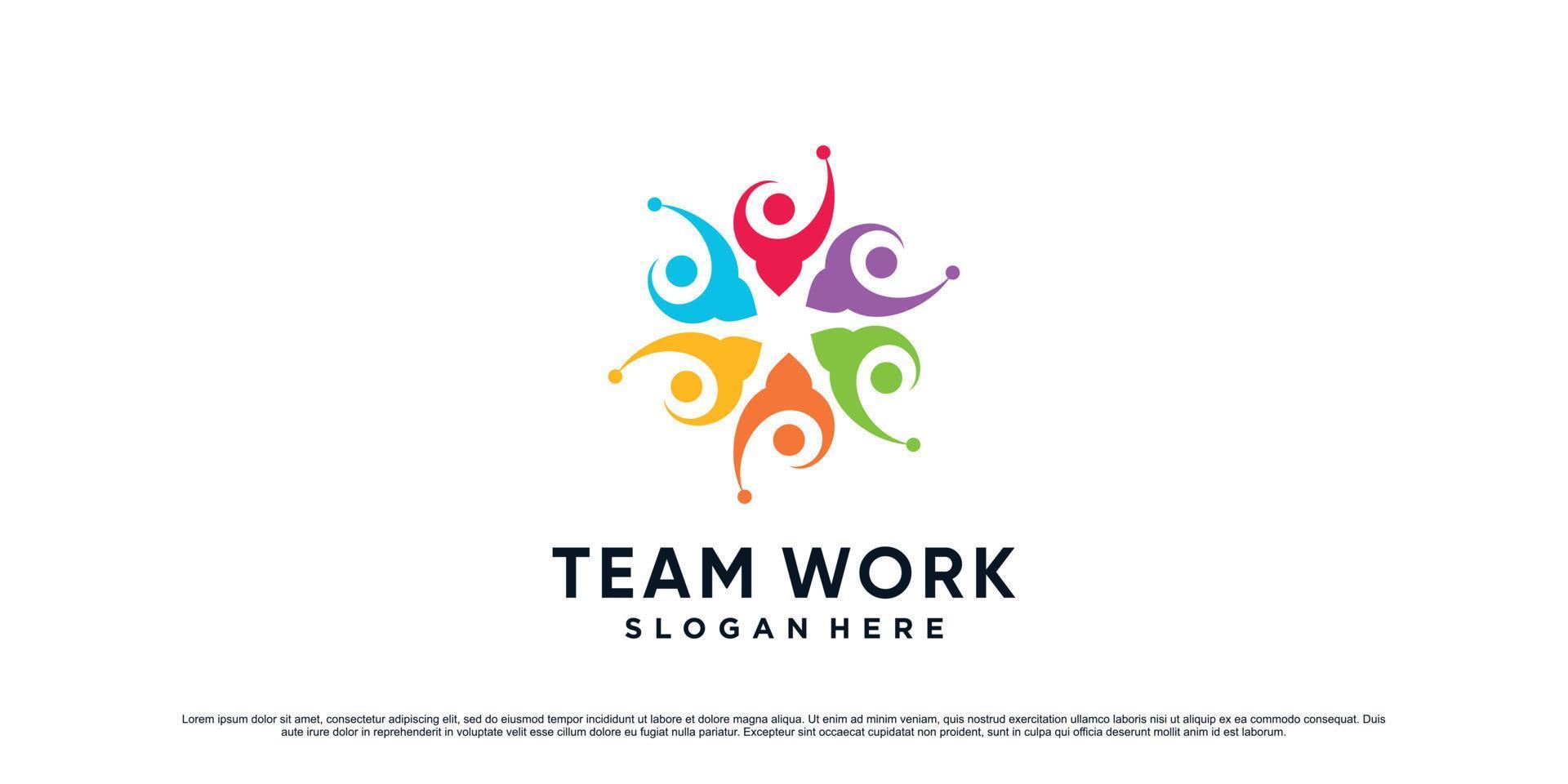 team arbete tillsammans logotyp design illustration för människor gemenskap ikon med unik begrepp vektor