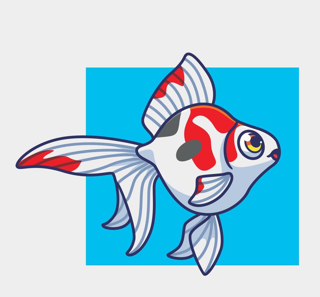 süßer goldfisch weiß. isolierte karikaturtierillustration. flaches Aufkleber-Icon-Design Premium-Logo-Vektor. Maskottchen Charakter vektor