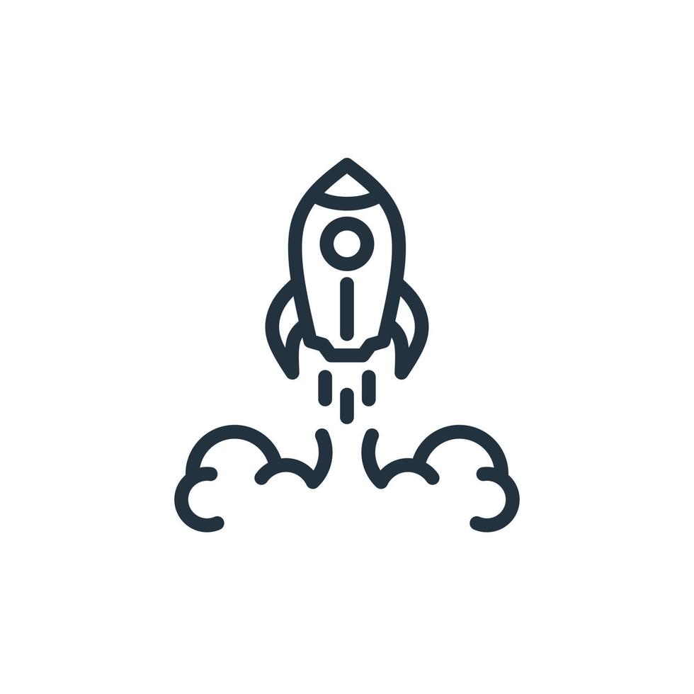 Raketensymbol isoliert auf weißem Hintergrund. Raketensymbol starten, Start für Web- und mobile Apps. vektor